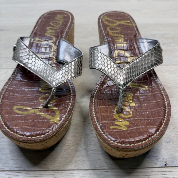 San Edelman Silver Wedge Sandals - Picture 5 of 7